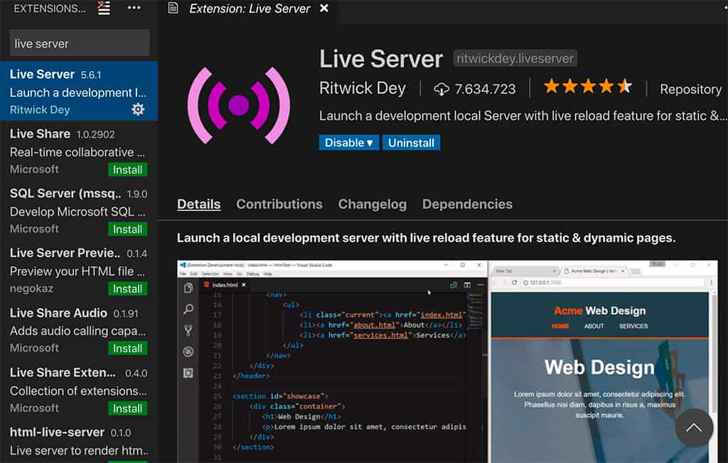 Live server extension en VStudio Code La conexión fue restablecida